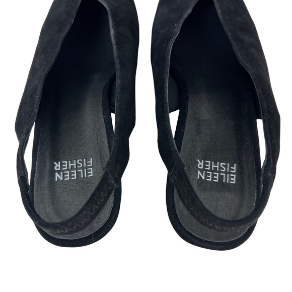 Eileen Fisher Gatwick Black Suede Slingback Pointed Low Heels Minimalist 7.5 - Picture 8 of 8